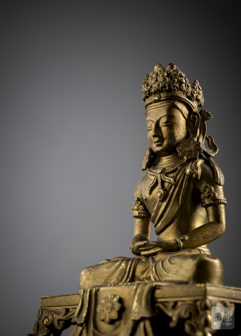 A gilt-bronze figure of Amitayus seated on a throne - 图4